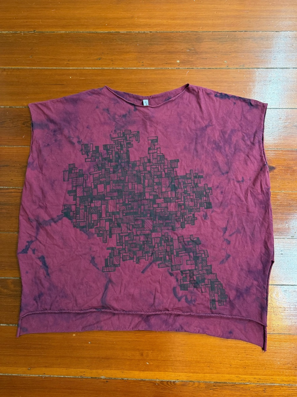 Cynthia Ashby Boxy Raw Hem Oversized 100% Cotton Graphic Tee Sz 1 💚🍄
